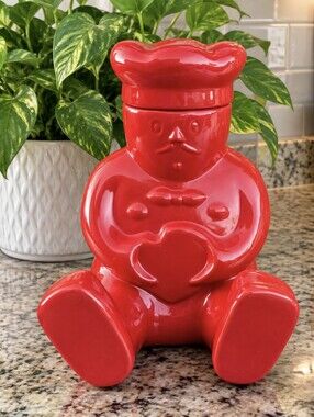 CLAUDE the Chef! Make My Day Heavy and Large Stoneware 12” Cookie Jar Red